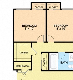 3 Bedroom Floor Plan 762 Square-Foot 3 Bedroom Floor Plan at River Pointe Apartments, ZPM, Fort Washington, 20744